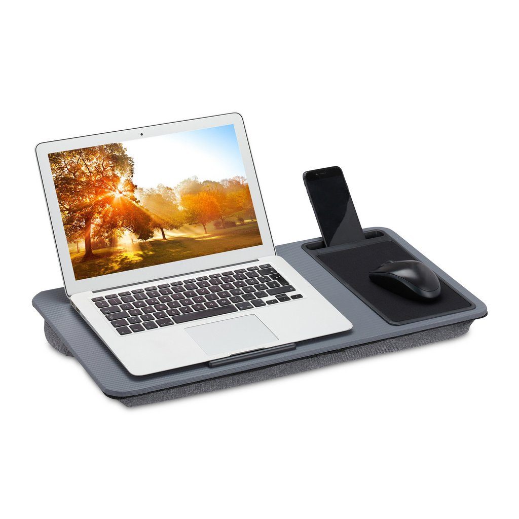 RELAXDAYS Graues Laptopkissen mit Mauspad